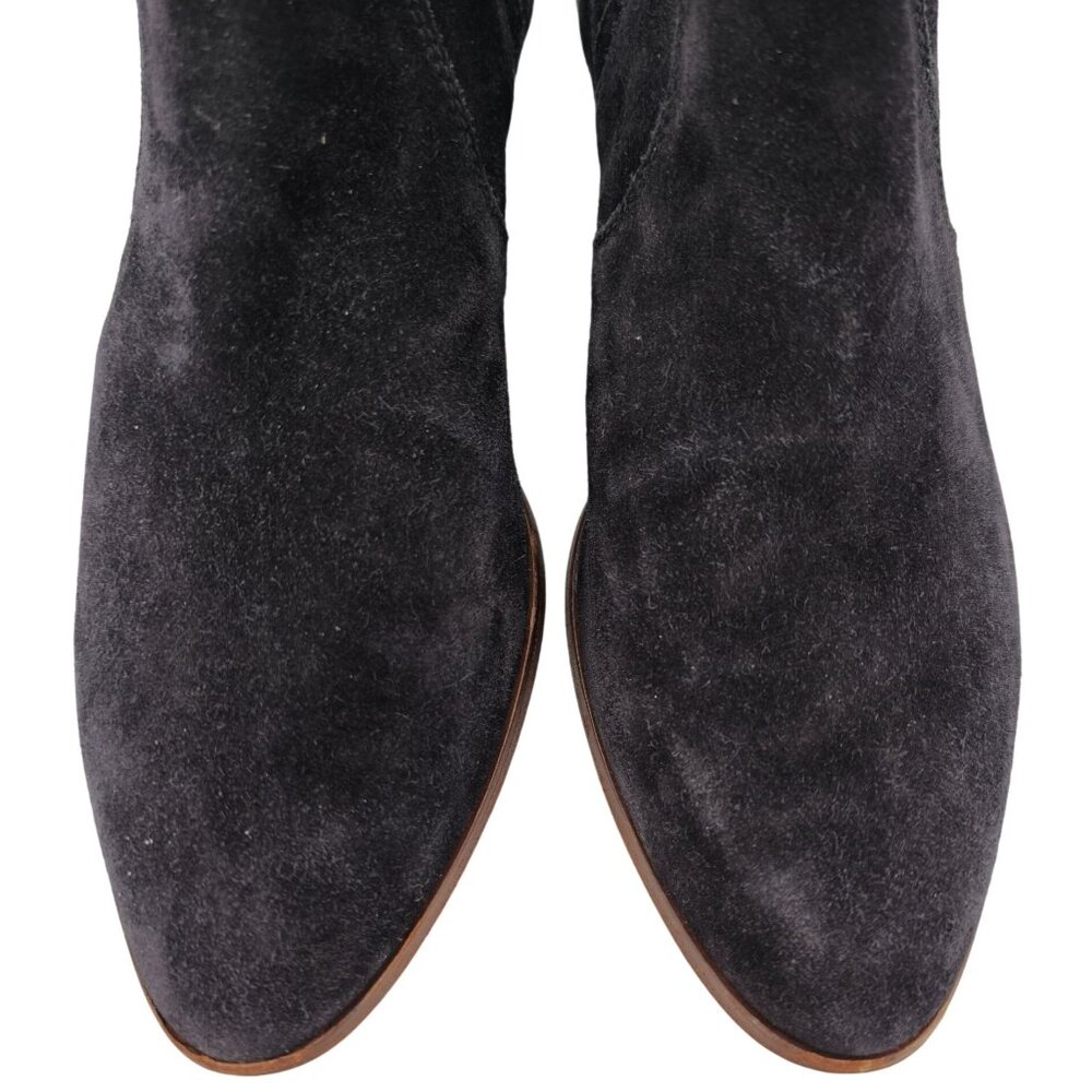 Tod's Italy Tex Black Suede Ankle Booties Women 6.5 Chunky Heel Dress Shoes 37.5 - Picture 4 of 12
